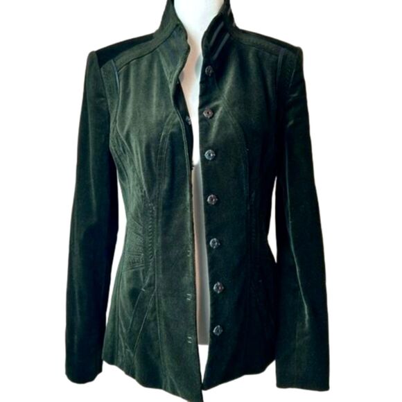Elie Tahari Jackets & Blazers - ELIE TAHARI Velvet Leather Military Jacket Boho French Girl Old Money Academia